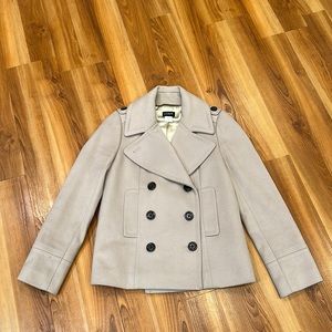 J Crew Peacoat Pea Coat Wool Coat Jacket Gray Grey Sz 2 w/ Thinsulate